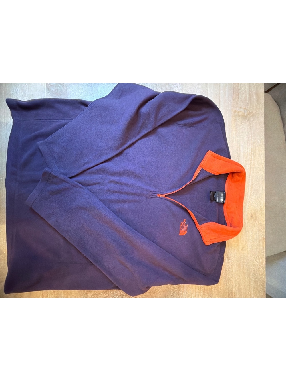 The North Face Mens Full Zip Fleece Jacket Deep Purple Orange Trim Size XL
